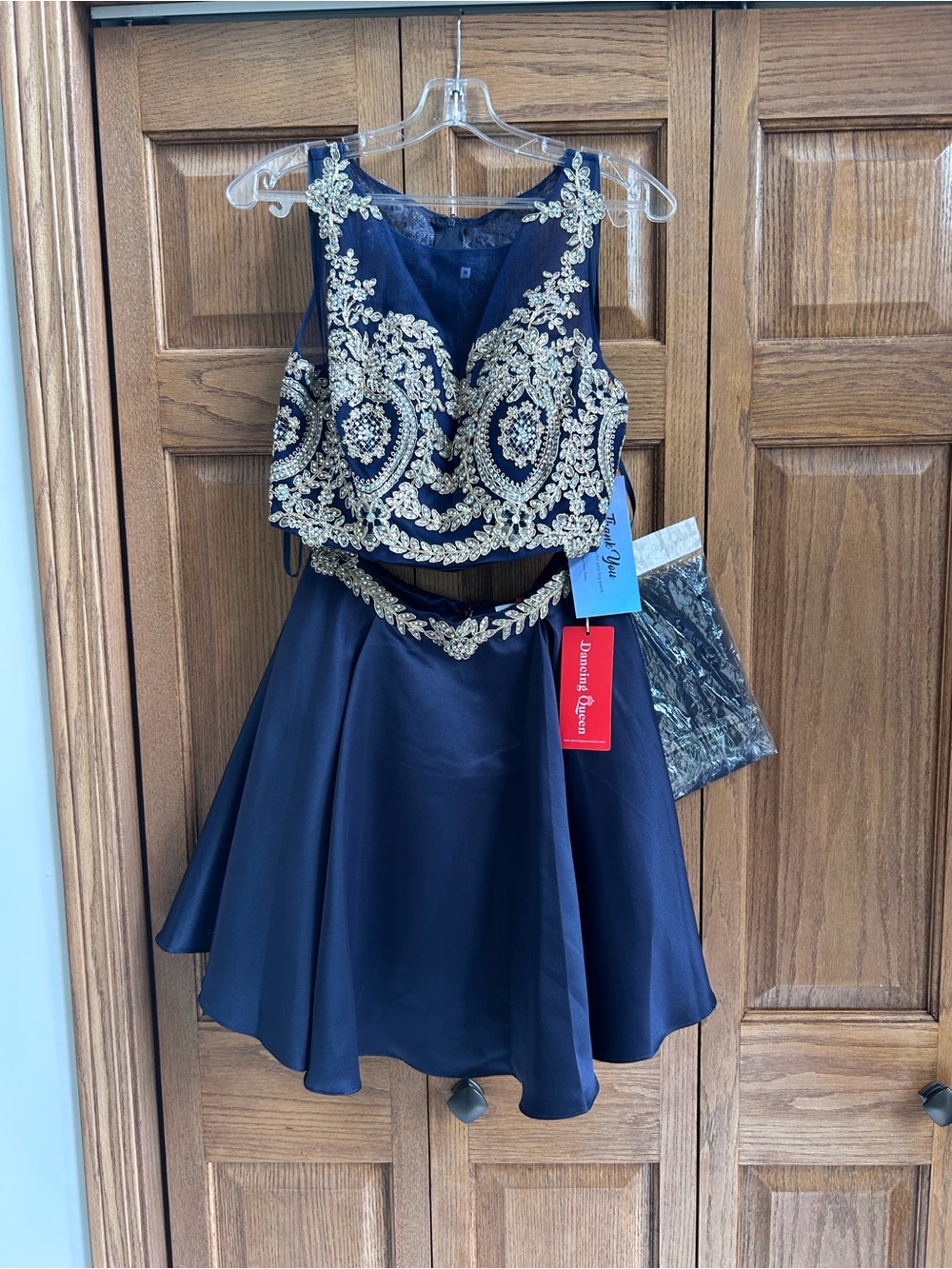 Dancing Queen Navy and Gold Embellished Two-Piece Formal Dress
